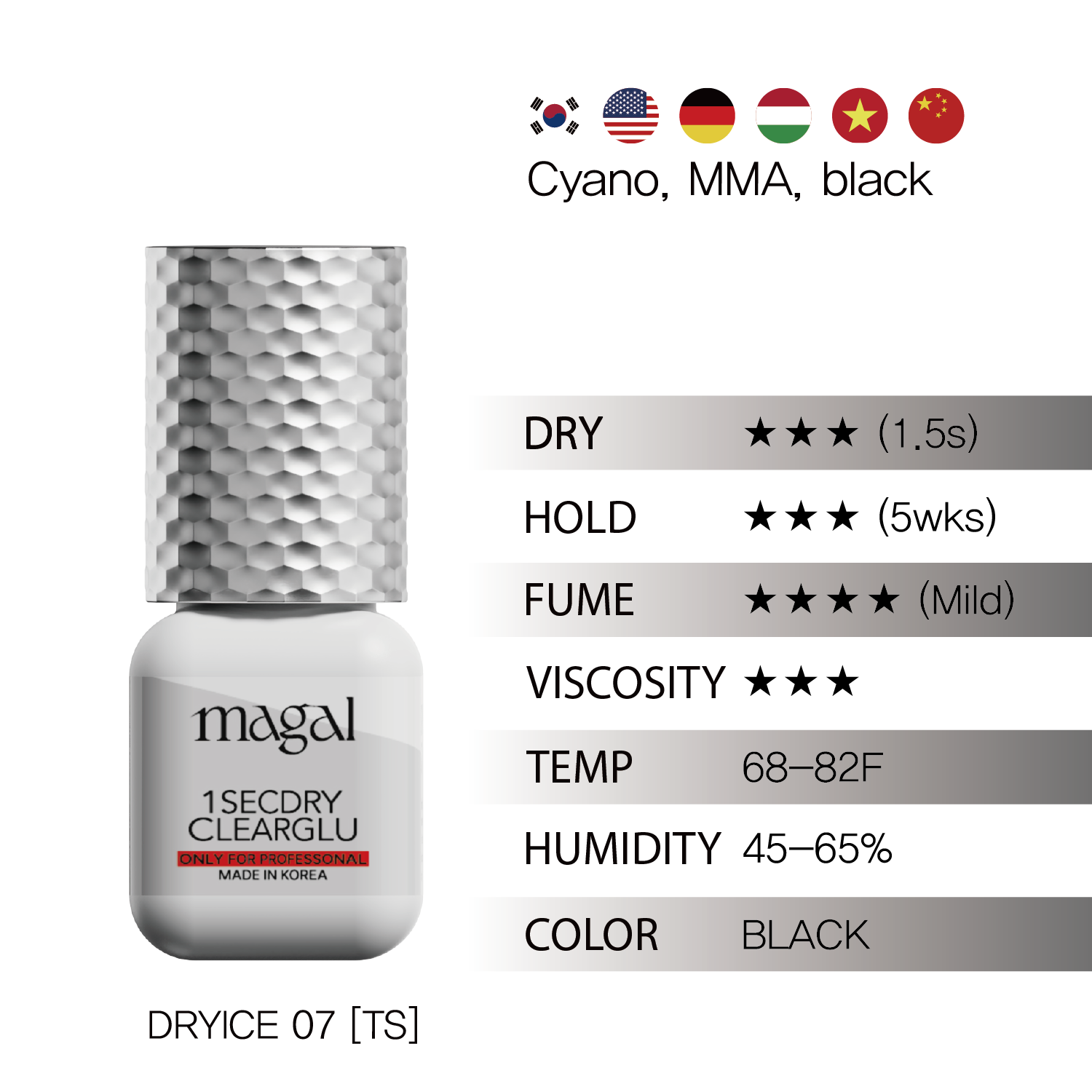 1S Dry, Transparent for colored eyelash, Toxicology test passed safe lash extension glue OEM/ODM available