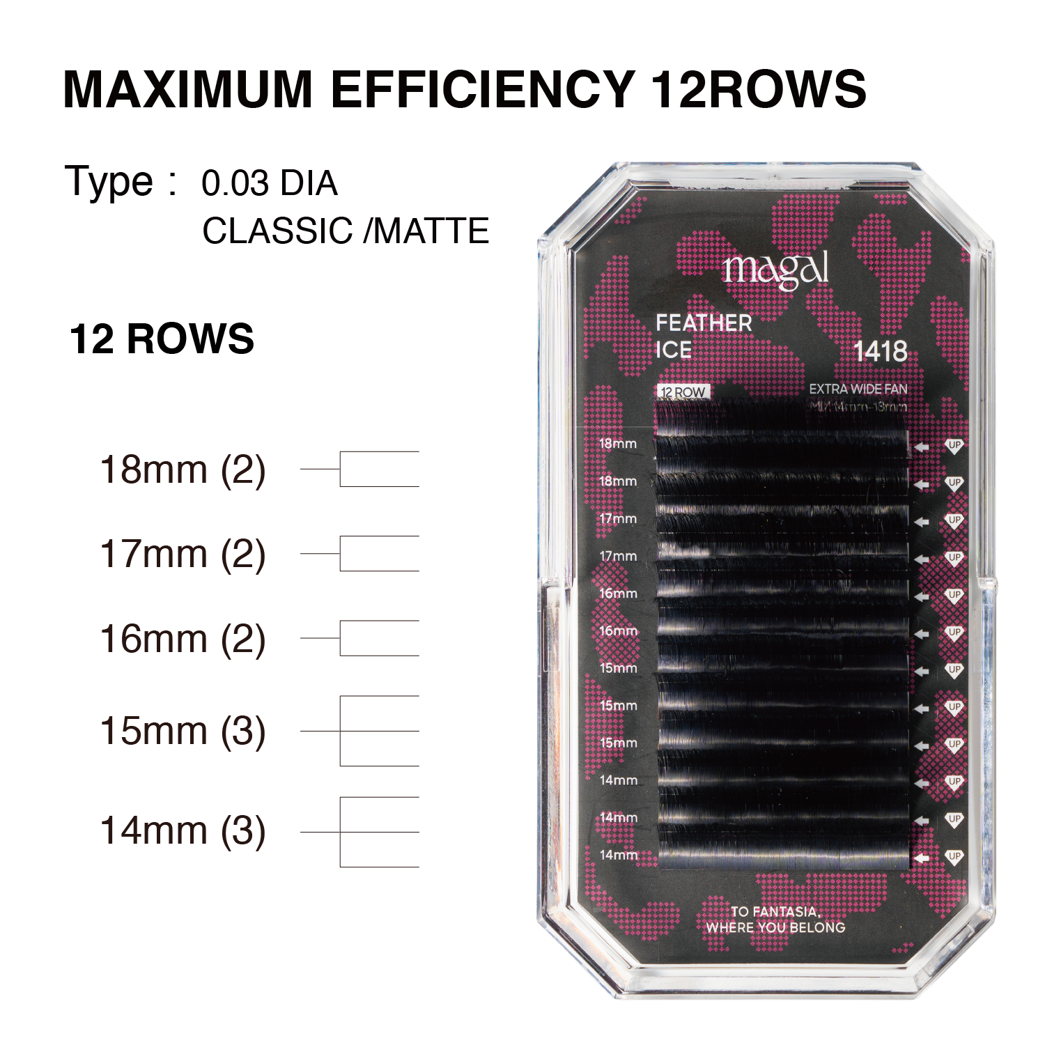 Organic Processed Korean Fiber For Longer Lasting Eyelash Trays Multi Length 14-18mm, Classic /Matte Finished Lash Tray