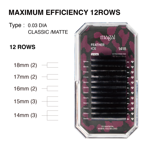 Organic Processed Korean Fiber For Longer Lasting Eyelash Trays Multi Length 14-18mm, Classic /Matte Finished Lash Tray